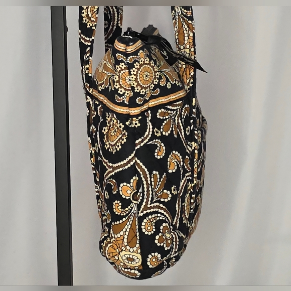 Vera Bradley Quilted Tote Bag | Black Brown Paisley | Zip Top Shoulder Purse | - Picture 4 of 6